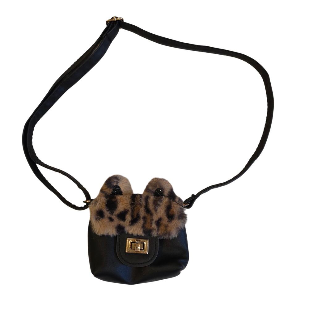 Y2K Claire's Leopard Faux Fur Cat‎ Ear Crossbody Mini Bag